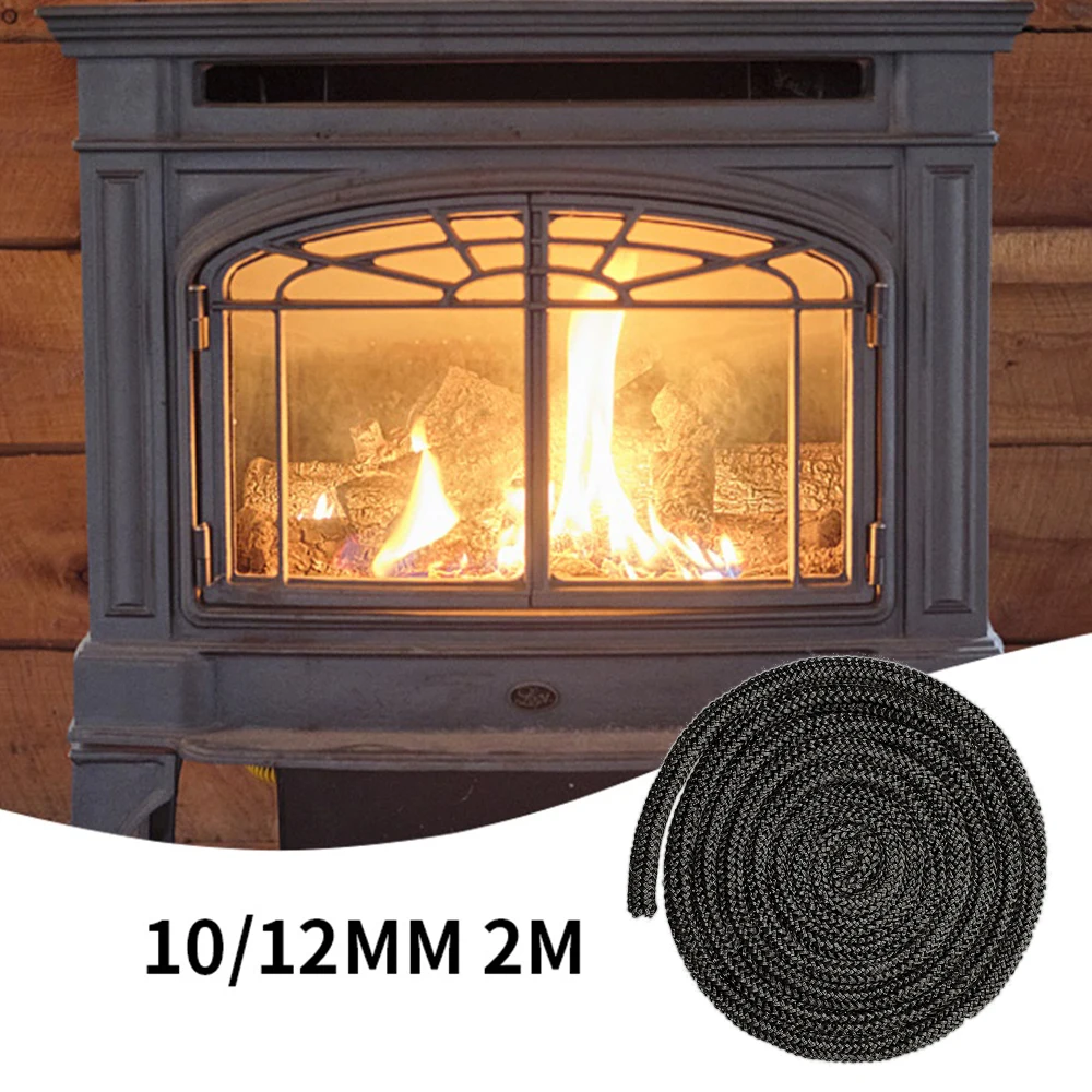 6/8/10/12mm 2M Fireplace Sealing Rope Gasket Cord Wood Burning Stove Door Fiberglass High Temperature Sealing Rope Replacement