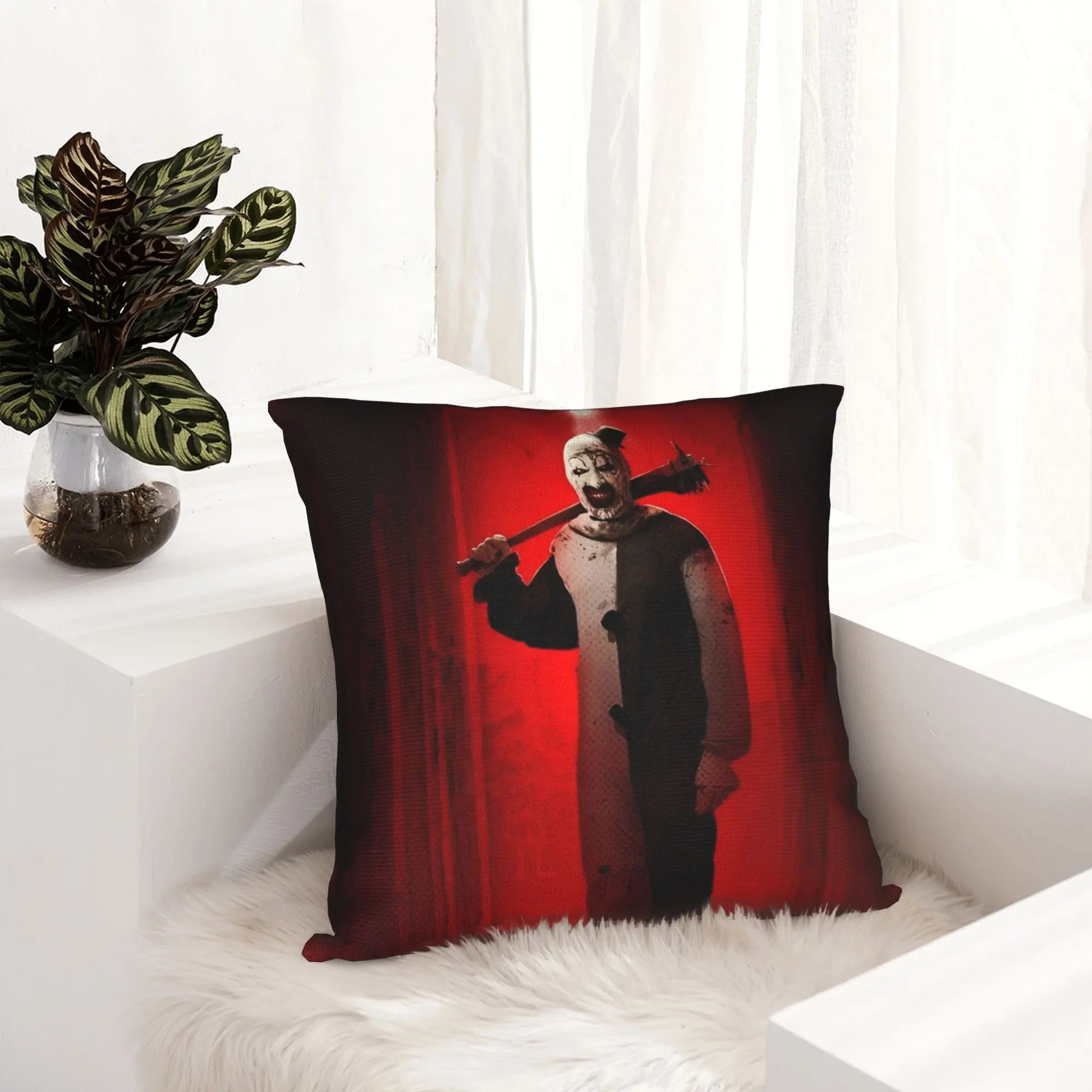 Terrifier Horror Clown Pillowcase Double-sided Printing Cushion Cover Gift  Throw Pillow Case Cover Home Drop Shipping 45*45cm