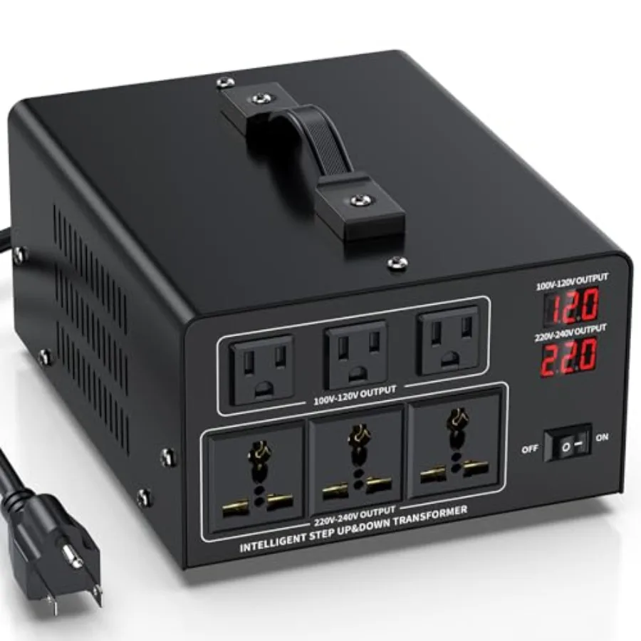 

1000W Voltage Converter Transformer Step Up 110V/120V to220V/240V or Step Down 220V to 110V AC Power Converte Circuit Breaker P