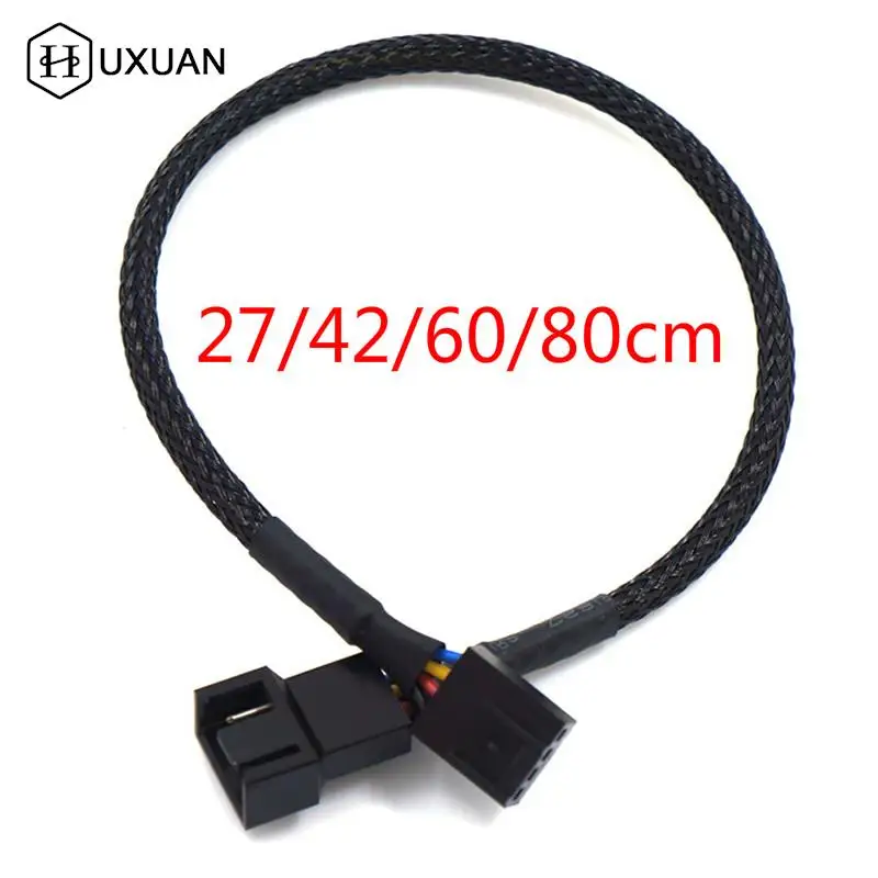 1 قطعة 27/42/60/80 سنتيمتر PWM تمديد كابل اللوحة الأم وحدة المعالجة المركزية 4 دبوس مروحة 4 P محول كابل الكمبيوتر حالة 4 دبوس الطاقة كابلات موصلات