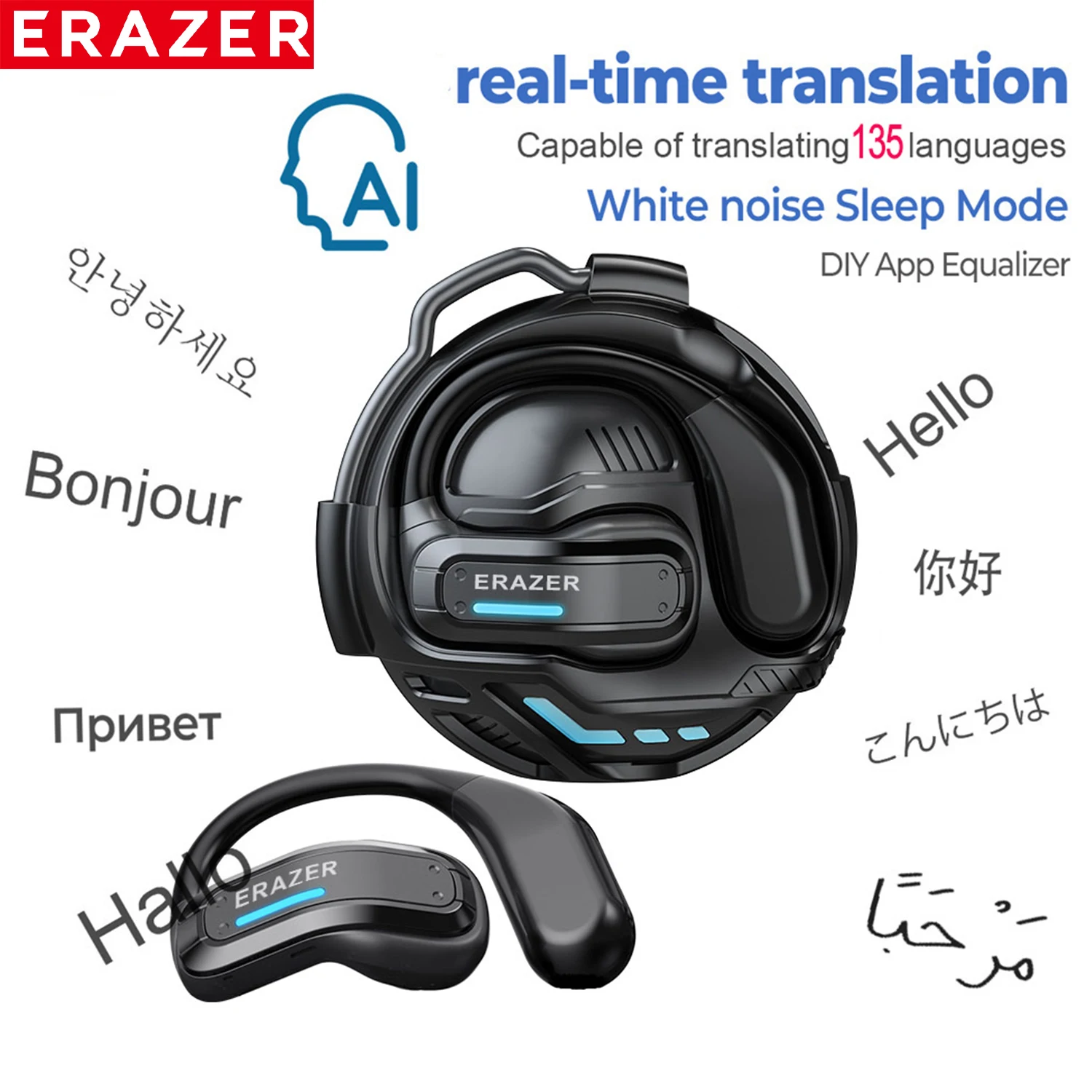 ERAZER X8 AI Vertaler Oordopjes Gaming Bluetooth 5.4 Draadloze hoofdtelefoon Lage latentie HD Oproepkoptelefoon met microfoon Waterdicht - afbeelding 1