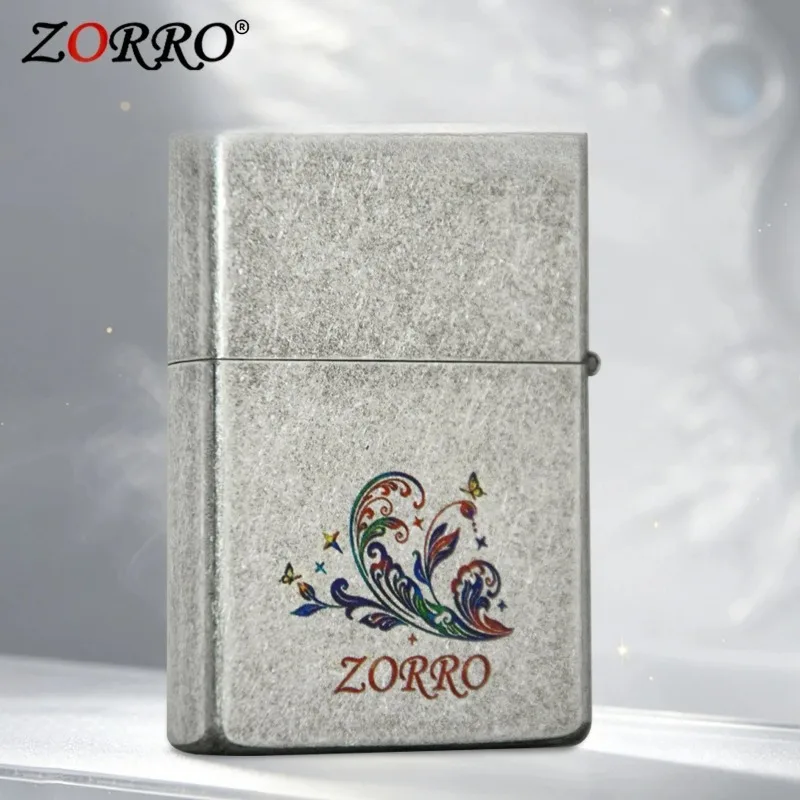 Genuine ZORRO Zorro Embossed Color Printed Wings of Love Kerosine Lighter, Flame Retro Men's Classic Smoking Set