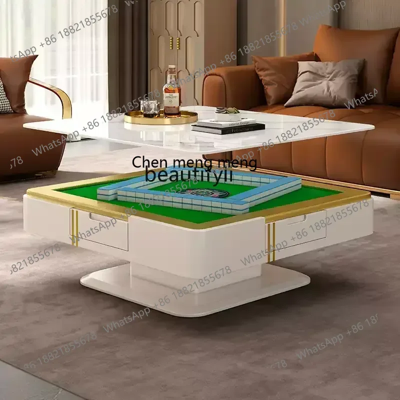 

X Lifting electric mahjong table dining table integrated automatic rock slab silent luxury solid wood table