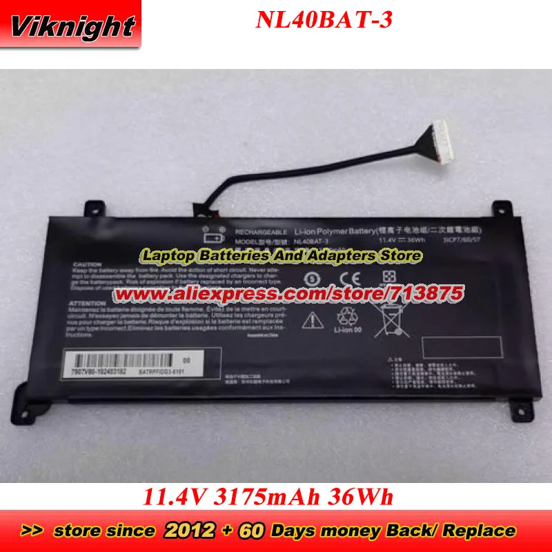 Genuine NL40BAT-3 Battery 3ICP7/60/57 for Mechrevo Creator young15 I3 CLEVO NL41GU IGER E1 F1 6-87-NL40S-32G21 6-87-NL4CS-32B01