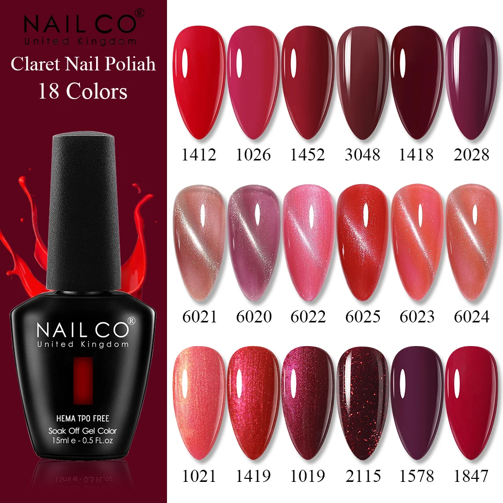 Nail Art Red Wine Cat Eye - 네일코 10ML 클라렛 캣아이 글리터 젤