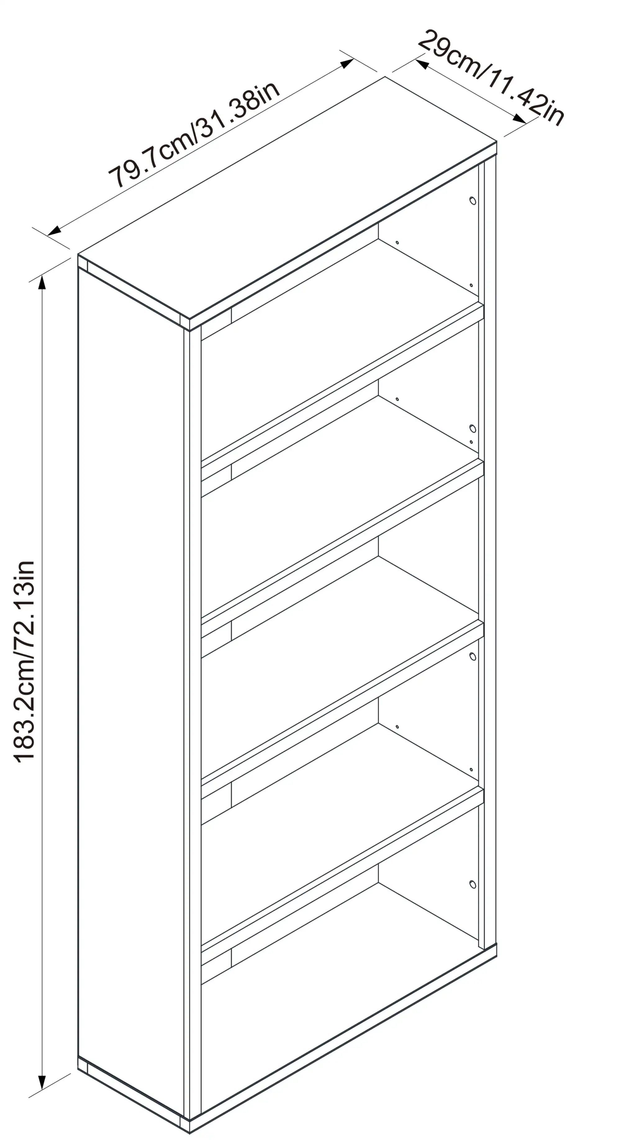 Modern 5-tier Bookcase Book Storage Bookshelf Organizer