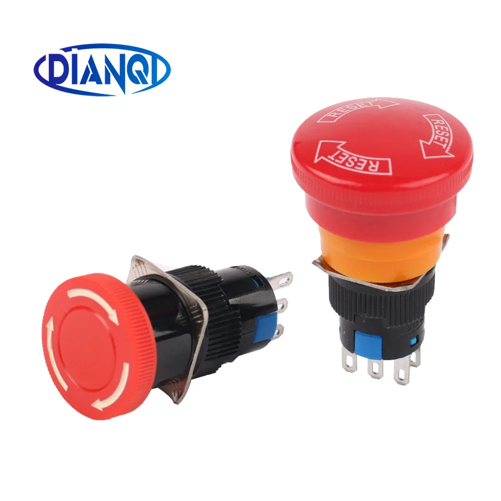 

Кнопочный переключатель аварийной остановки Red Mushroom Acessórios, переключатель E-stop, 3 контакта, 6 контактов 1НО 1 НЗ, 2НО 2НЗ, 5А, 250 В, 16 мм
