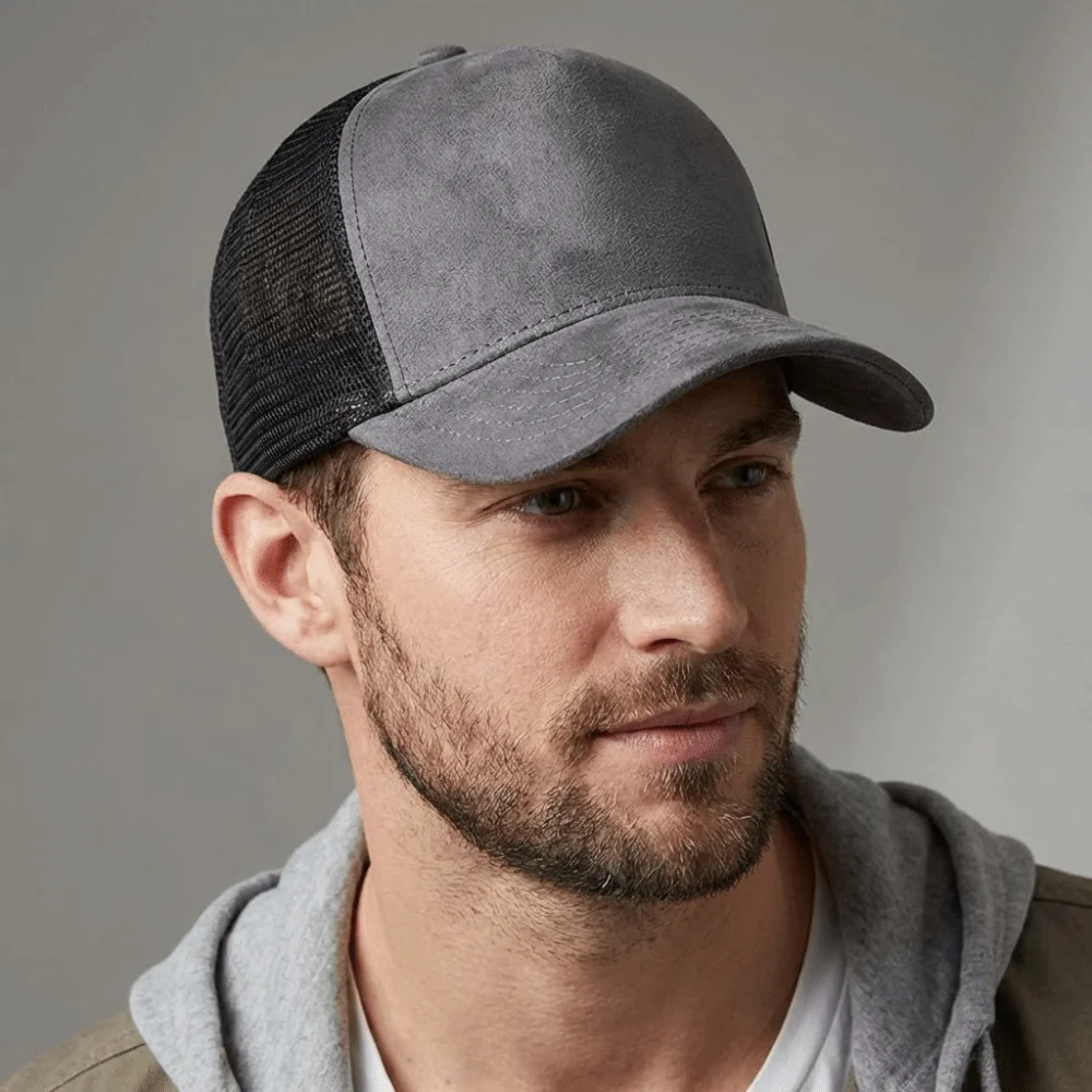 Fashion Suede Mesh Peaked Cap Adjustable Big Head Circumference Men Baseball Hat Korean Style Cotton Women Sunshade Hat Beach