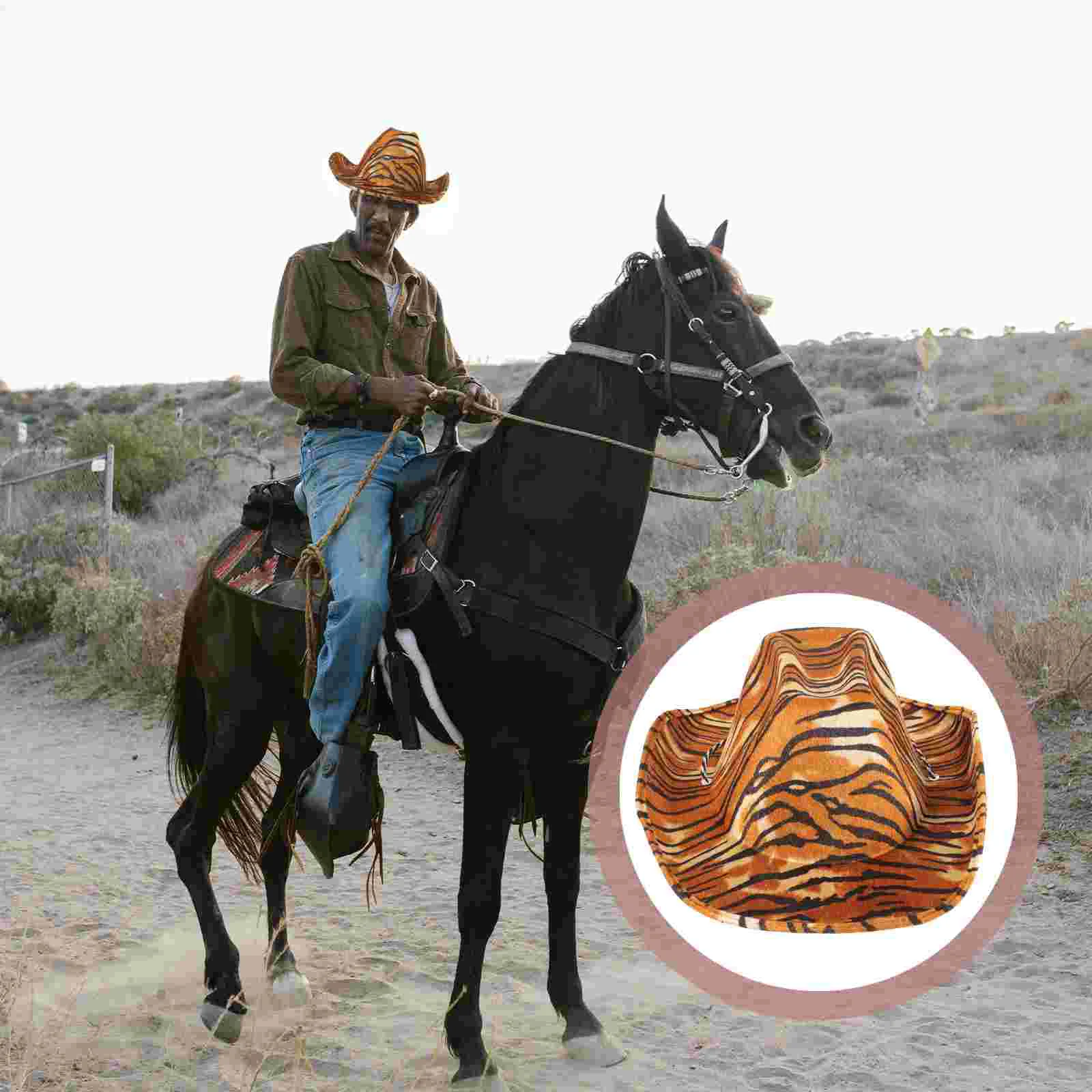 

Tiger Hat Women Cowgirl Decorations Party Hat Tiger Print Outfits Prom Halloween Wedding Festival Carnivals
