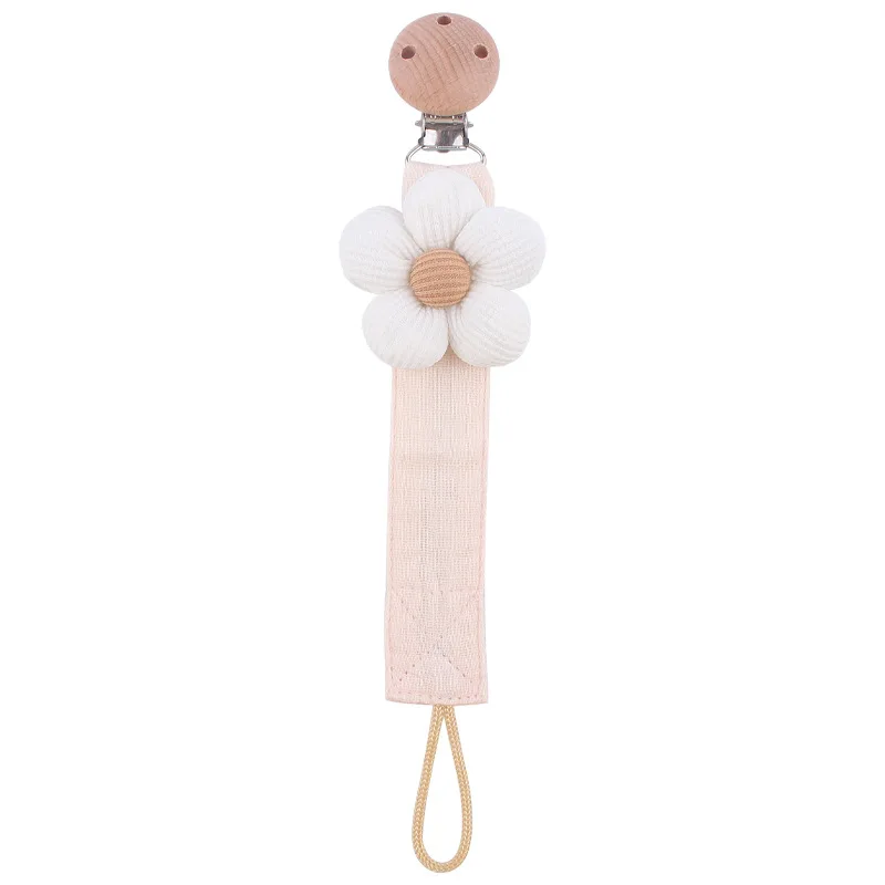 Babyaccessoires Pasgeboren producten Keten Fopspeenclip Jute Bloem Anti Drop Chain Fopspeen Bijtring Clip Siliconen Kinderen Cadeau