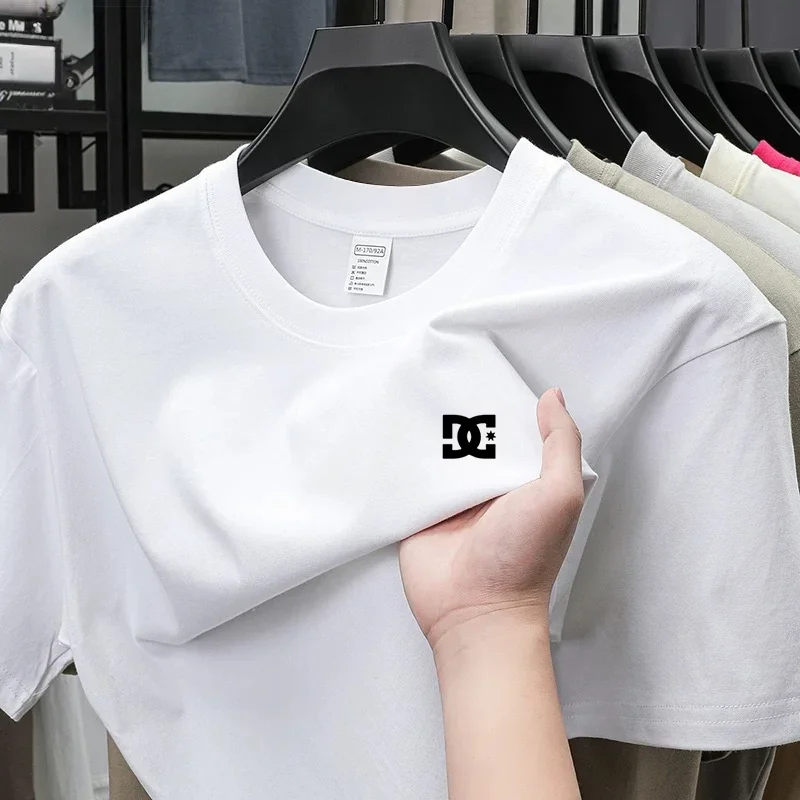 High End Brand Men's Round Neck Short Sleeved T-shirt Summer New  Top Comfortable Breathable Casual Printed T-shirt