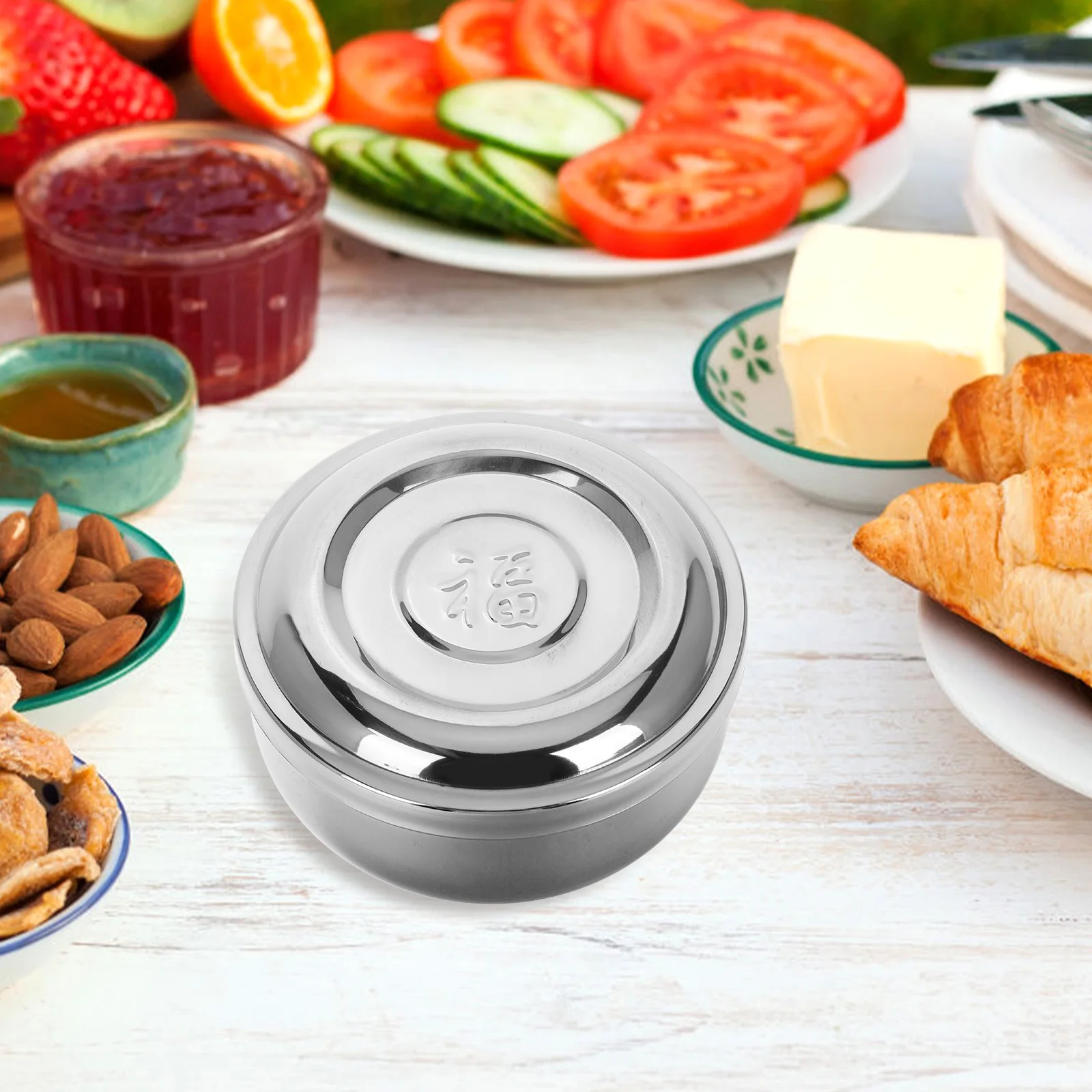 

Korean Stainless Steel Rice Bowl with Lid Heat Resistant Anti Burn Soup Small Dishes Camping Dinnerware Kitchen Essential Bowl