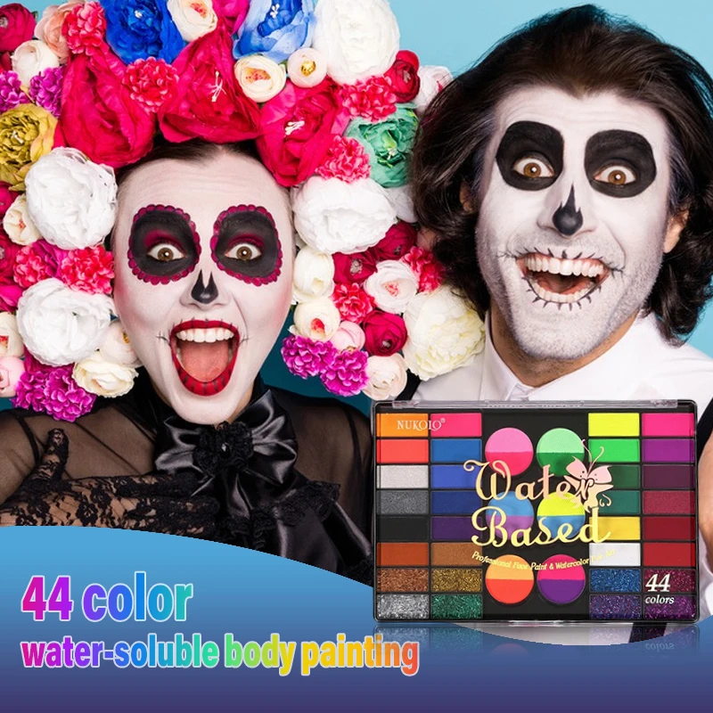 لوحة ألوان طلاء الوجه الفلورسنت مكونة من 44 لونًا - مجموعة لوحة طلاء الوجه والجسم المائية غير اللامعة واللامعة للمهرجانات #6