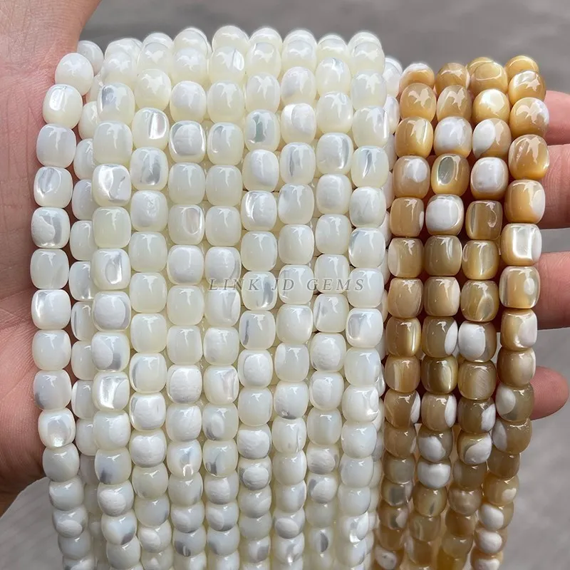 Natural White Coffee Color Trochus Shell Bead Barrel Shape Polished Loose Spacer Beads For Jewelry Making Diy Bracelet Necklace