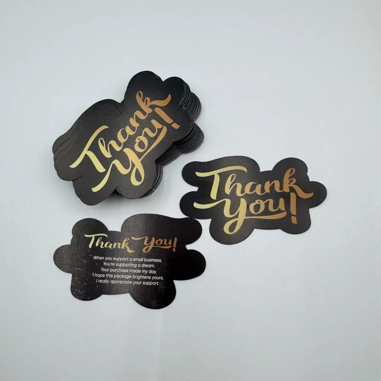 50pcs/pack Unique Thank You Card Small Business, Black Golden Thank You Card Small Business