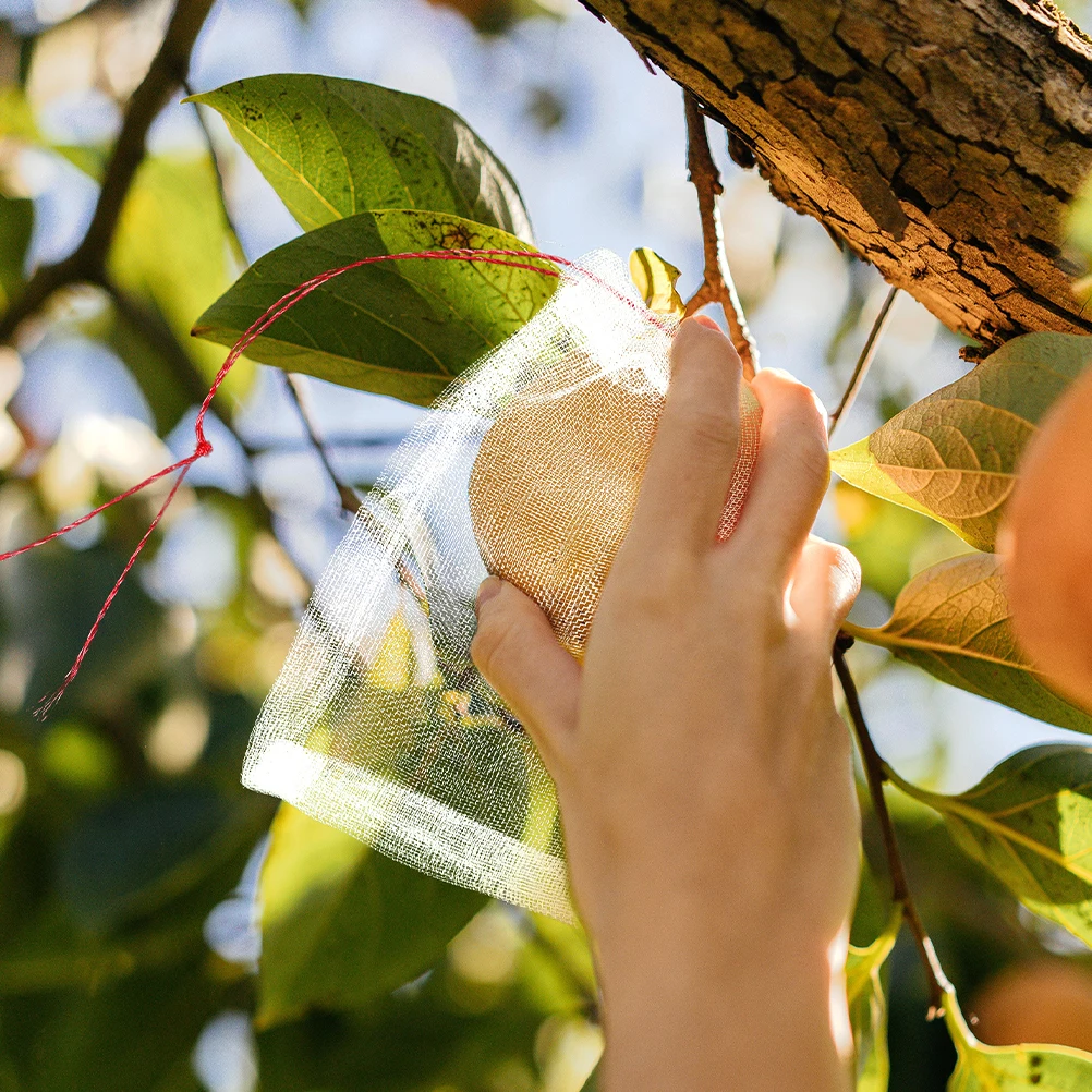 

100Pcs Fruit Protection Bags Lightweight Mesh Drawstring Net Fruit Covers for Garden Plants Vegetables Insect Bird Barrier Bags