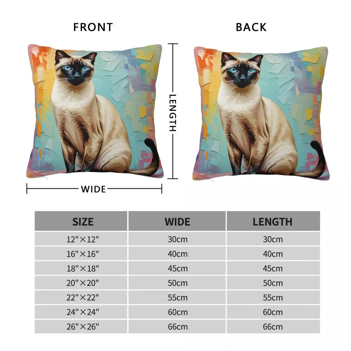 Siamese Cat Art Pillowcase Polyester Cushion Comfort Throw Pillow Sofa Decorative Cushions Used for Home Bedroom Living Room