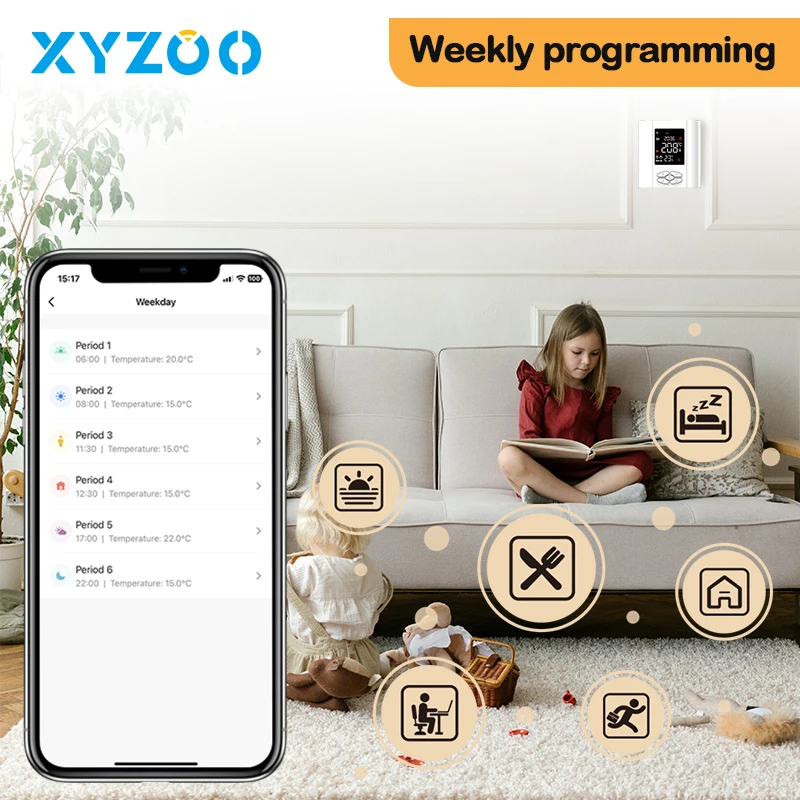 Smart Battery Powered Thermostat Gas Boiler Zigbee Tuya Wifi Floor Heating Smart Temperature Regulator with Alice/Alexa/Google