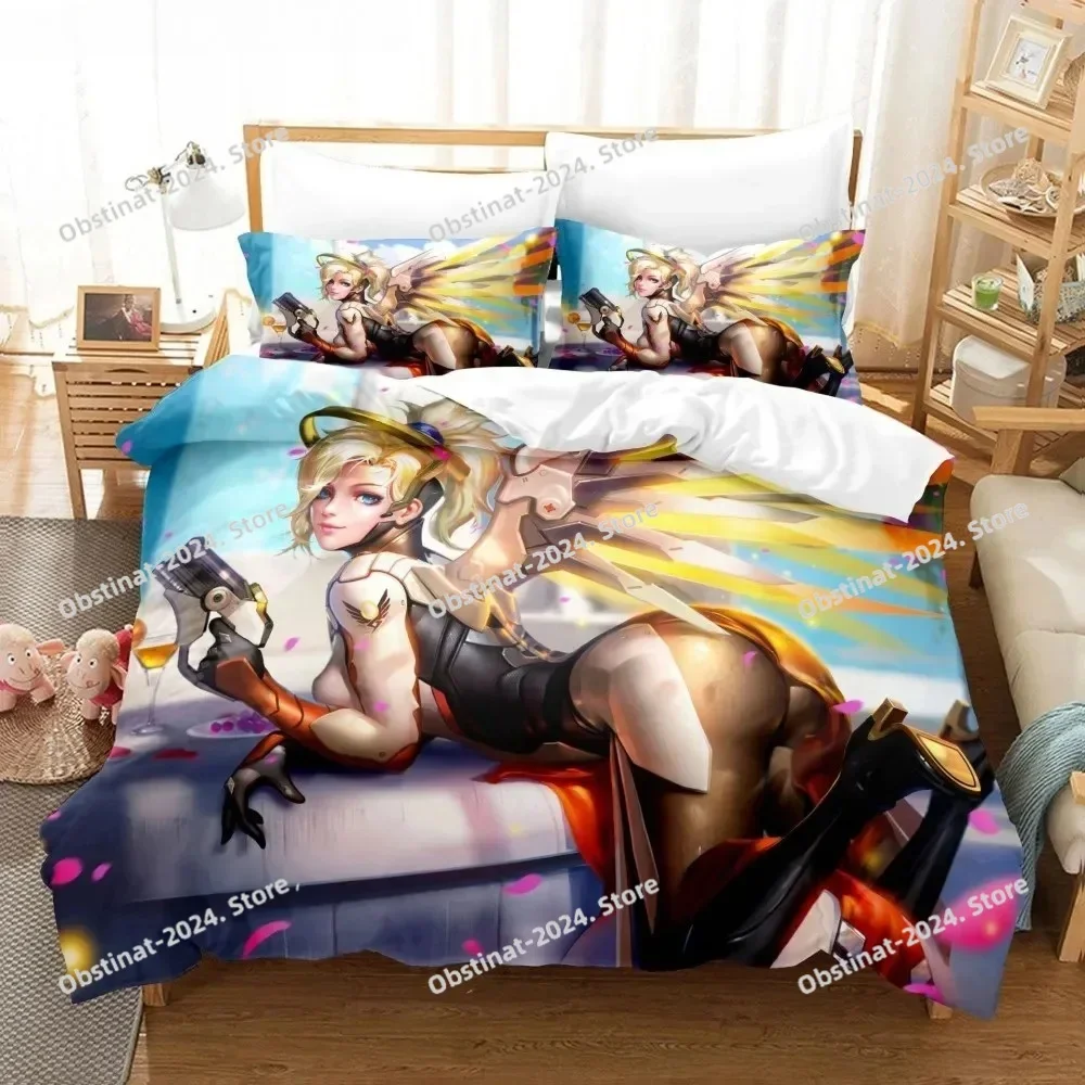 Anime Overwatch Game Bedding Set Duvet Cover Full Queen King Size Pillowcase Bed Printed Bed Set Aldult Kid Bedroom Single Twin