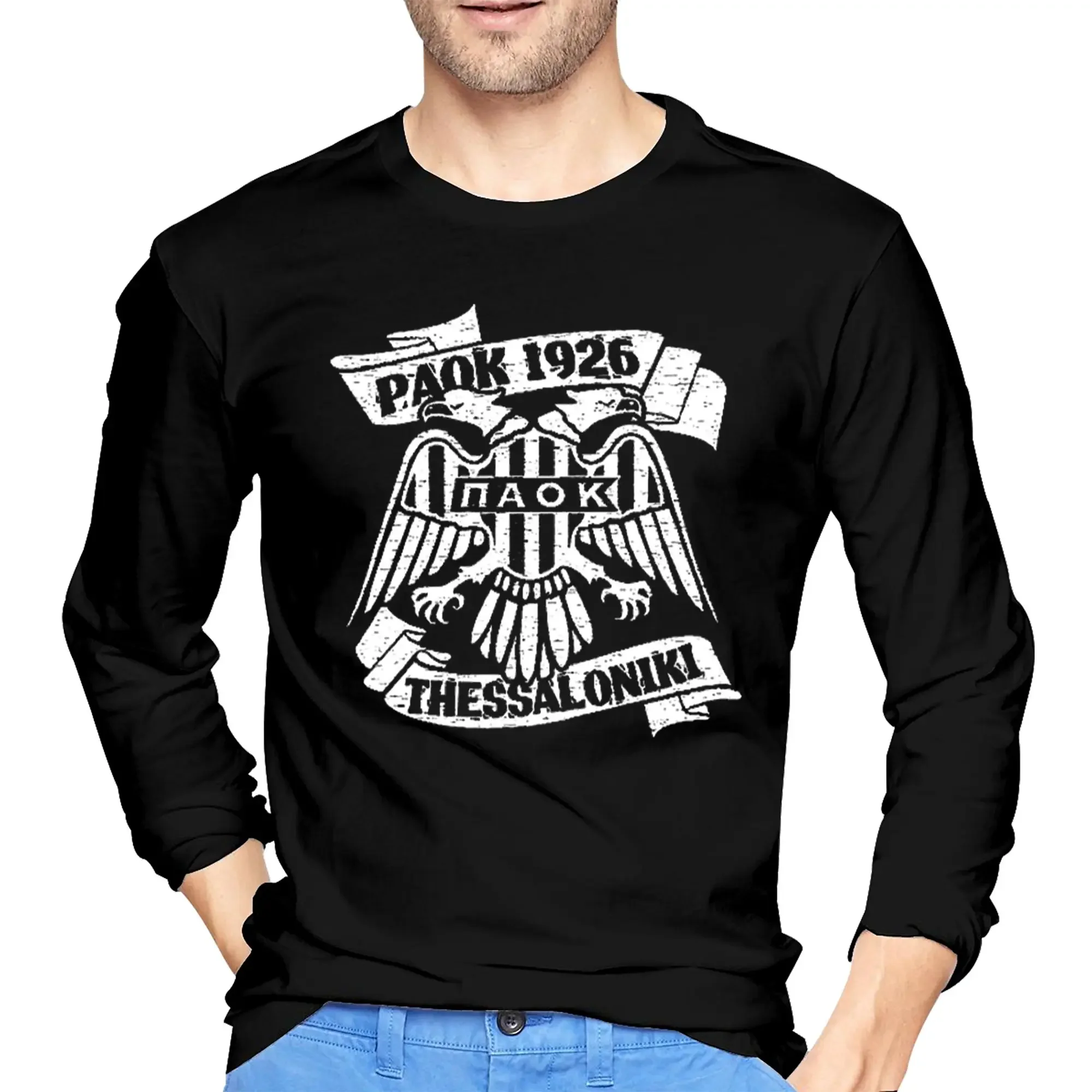 

Paok Thessaloniki Ultras Hooligans Men's Long Sleeved T-shirt Fashion Round Neck T shirts Spring and Autumn Men tops