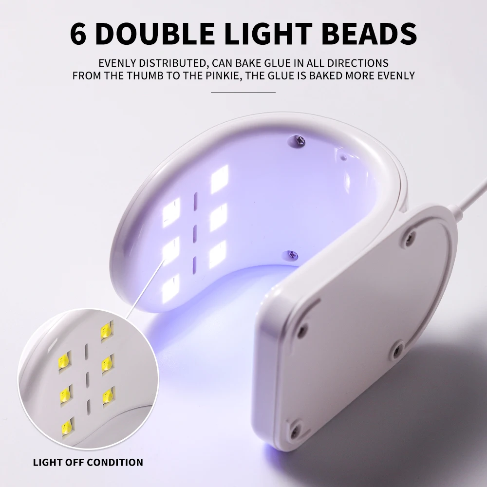 Mini secador de uñas en forma de Q, lámpara UV de 6LED, USB, diseño conveniente, un solo dedo, adecuado para esmalte de Gel, herramientas de manicura