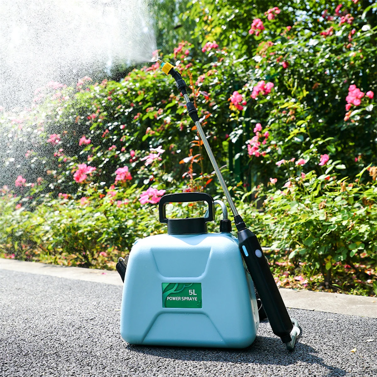 1 Set Portable Rechargeable Electric Sprayer 5L Shoulder Style Garden Lawn Irrigation Atomization Disinfection Sprayer 3 Nozzles