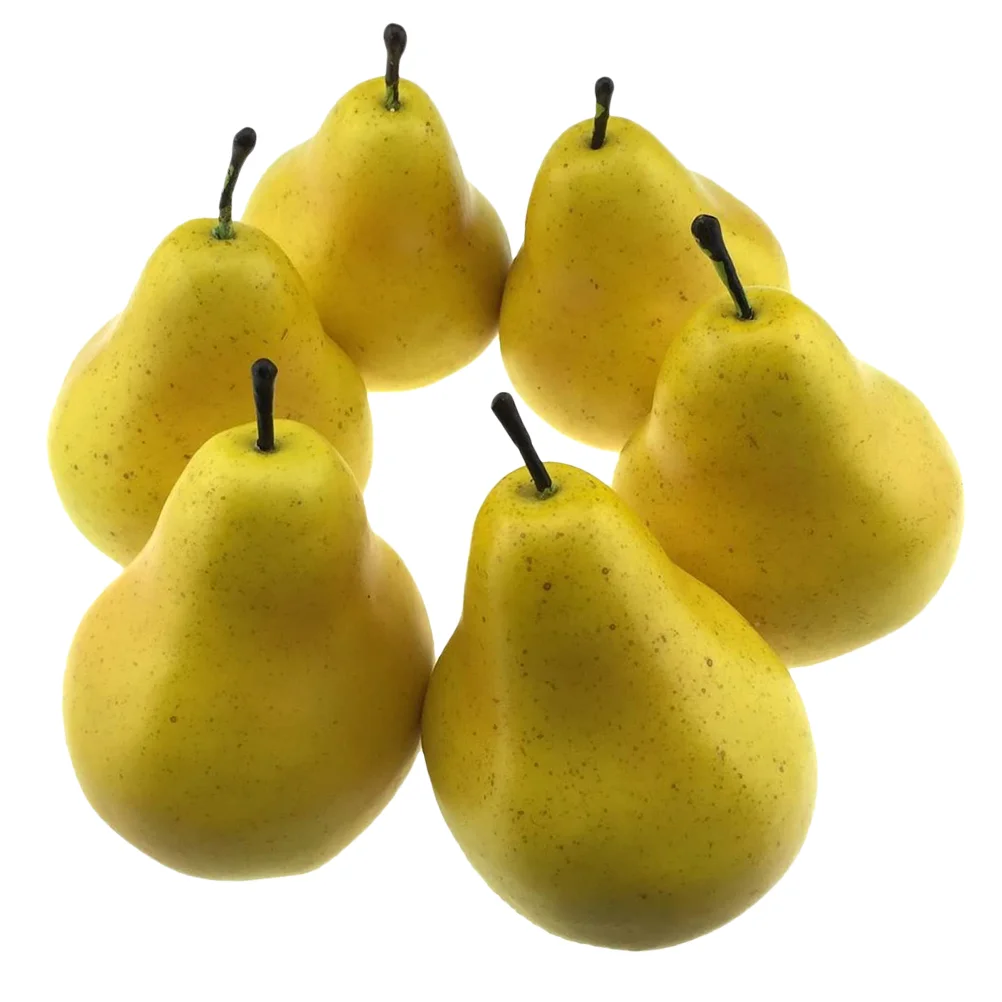 6 Pcs Decorate Artificial Pear Decoration Ornament Simulation Ornaments Fruit Plastic Fake Decors