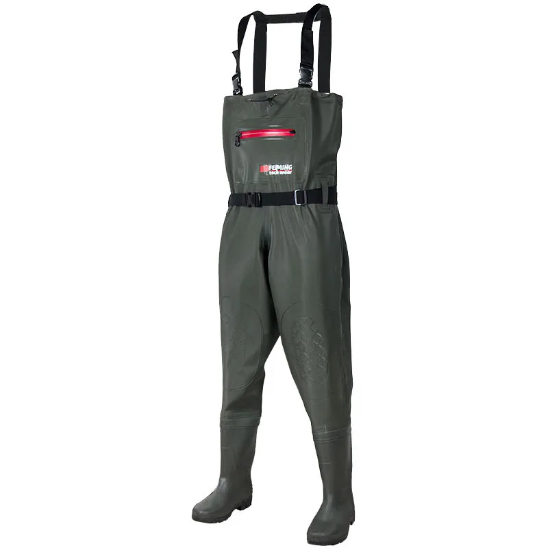 PVC Fly Fishing Chest Waders for Men With Boots Lure Women Hunting Bootfoot Waterproof With Wading Belt Adult Fish Gear Overalls