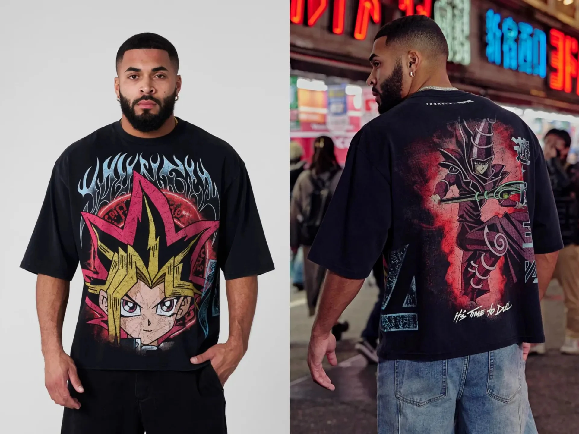 

New YA Trendy Brand Oversized T-shirt Street Leisure Breathable Large Material Tshirt Animation Graphic Tee Short Sleeve Top