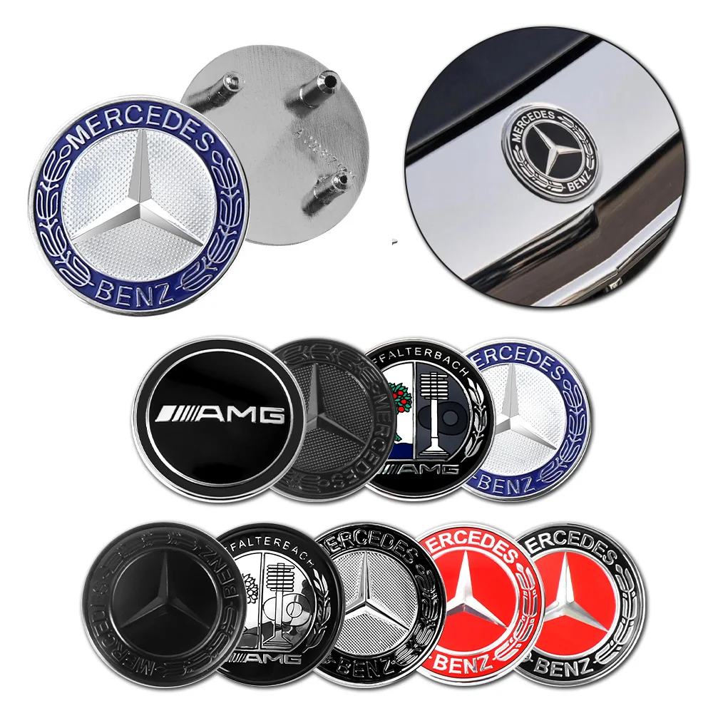 38MM 3D ABS Car Front Emblem Cover Decoration Stickers Accessories For Mercedes Benz AMG E C G R S Class W176 W204 W212 X253 GLA