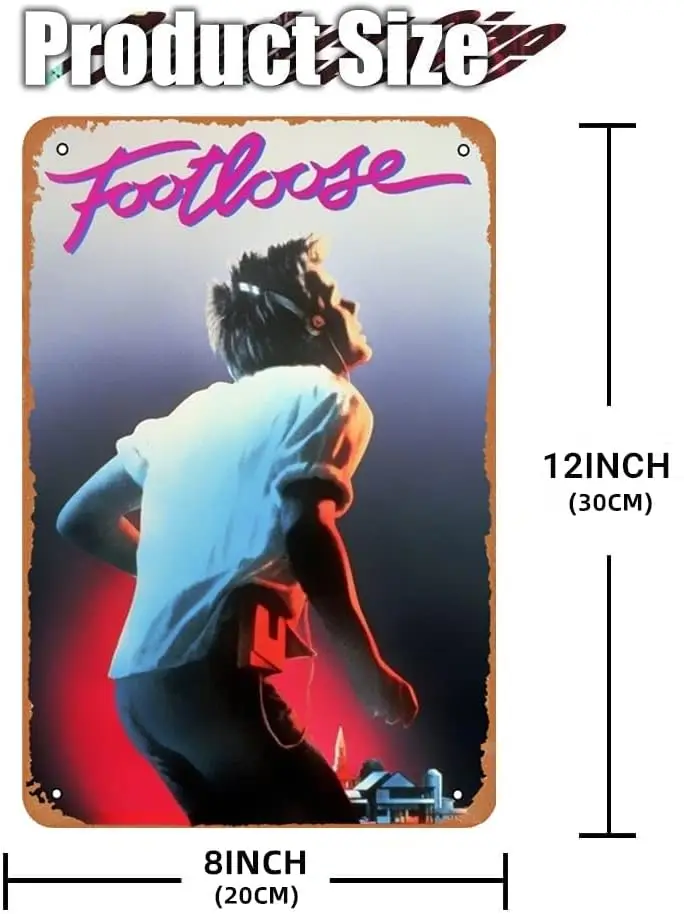 Classic Movie Poster Footloose 1984 Metal Tin Sign Vintage Plaque Poster 12 X 8 Inches