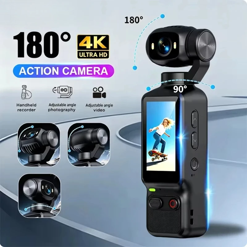 180° Rotatable Lens Handheld Action Camera Portable Anti‑Shake HD Digital Camcorder Outdoor Cycling Sports Video Recorder