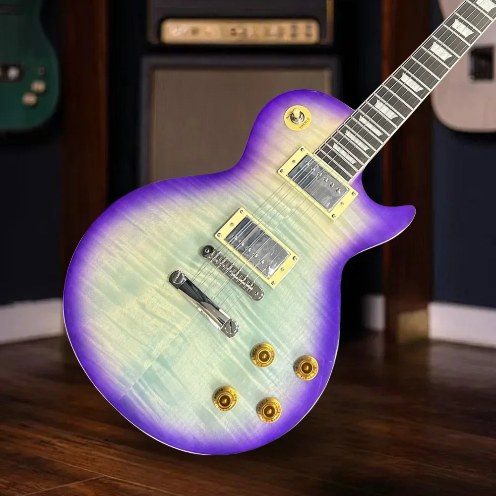 

Free Shipping Electric Guitars Blueberry Gradient Mahogany Wood Top Chrome Hardware 6 Strings Mahogany Solid Body 2H Pickups