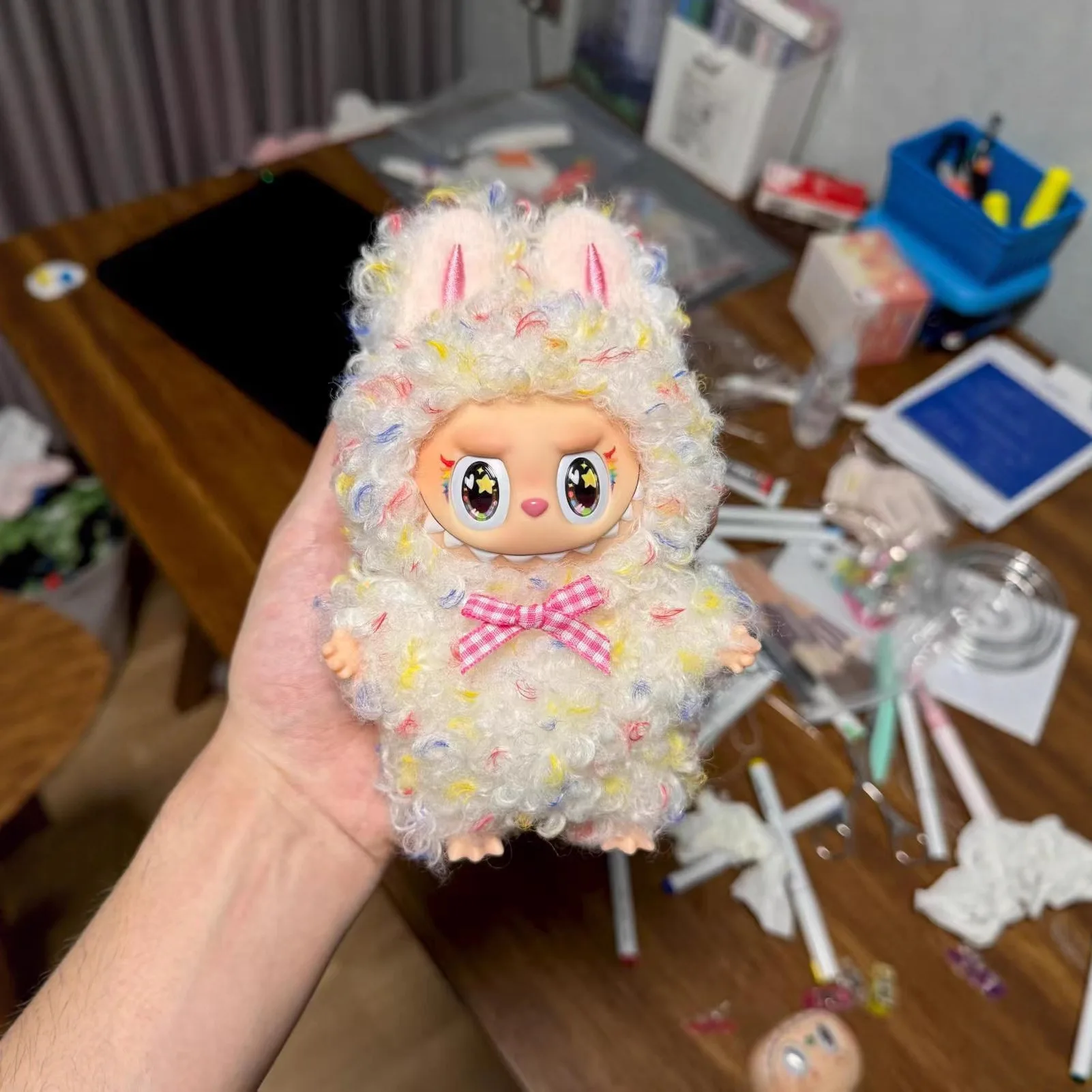 17CM Handmade Custom for Labubu V1 V2 V3 Modified Hot Sale Vinyl Doll Halloween Series Painted Doll Animal Pendant