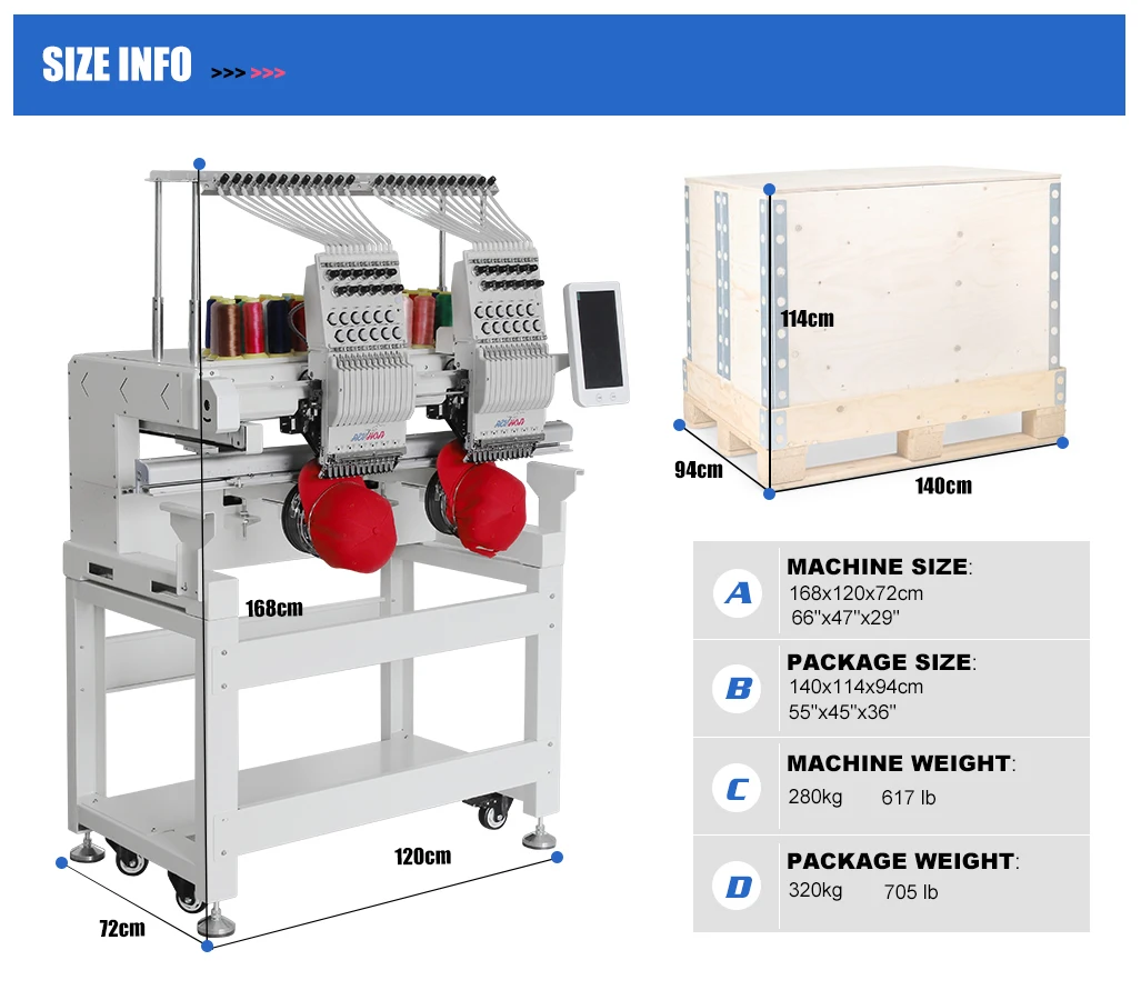 REVHON China Factory 1502 2 Head 12/15 Needles Custom Hat Embroidery Machine Industrial Automatic Embroidery Machine