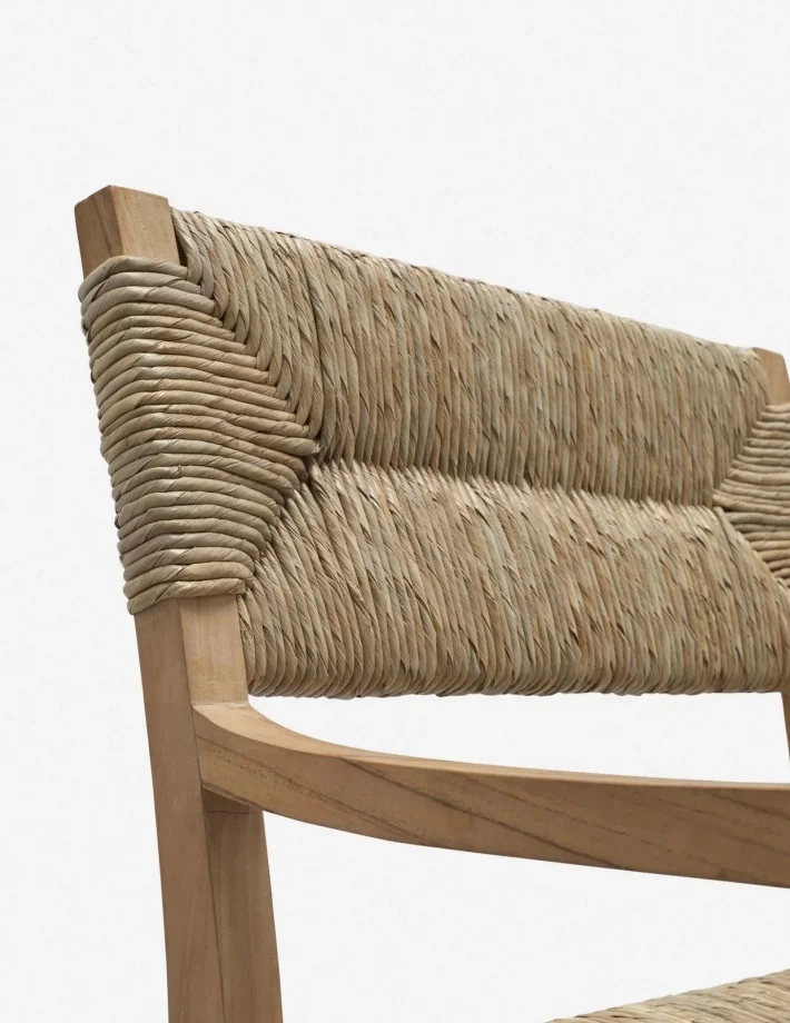 Quality Restaurant Furniture Solid Wood Woven Seagrass Back Chair Dining Room Arm Chair
