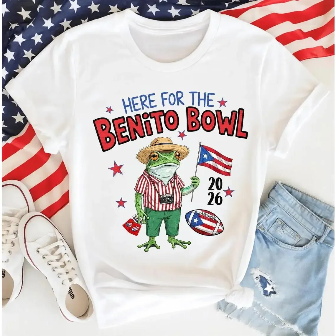Unisex 2026 Benito Bowl Bunny Cotton Short-Sleeve Loose Casual Garment, Puerto Rico Football Fan Graphic T-Shirt, Sports Clothes Gift, Shortsleeve, Tops