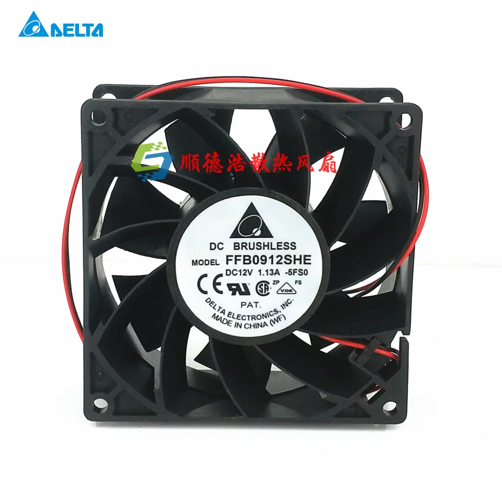 Delta Electronics FFB0912SHE DC 12V 1.13A 90x90x38mm 2-Wire Server Cooling Fan