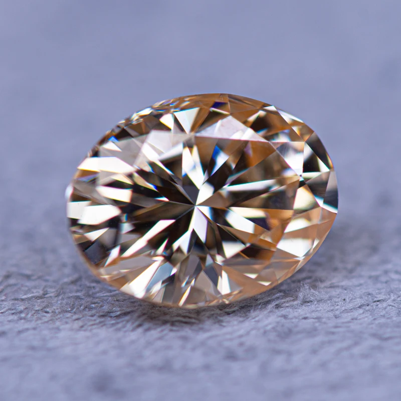 Moissanite Stone Oval Cut Natural Colour Champagne VVS1 with GRA Certificate for Gemstone Charms Beads Jewelry Making Materials