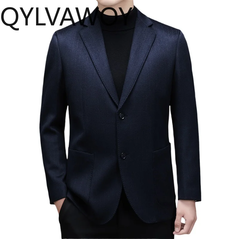 

QYLVAWOY 90% Wool Blazer Masculino Autumn Winter Blazer Man Cashmere Coat High-end Slim-fit Blazers for Man Business Casual New