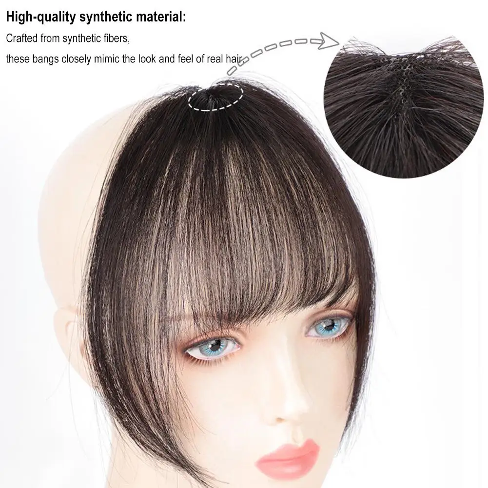 Fake Air Bangs Hairstyle Tool, extensão sintética do cabelo, borlas falsas, peruca natural para as mulheres