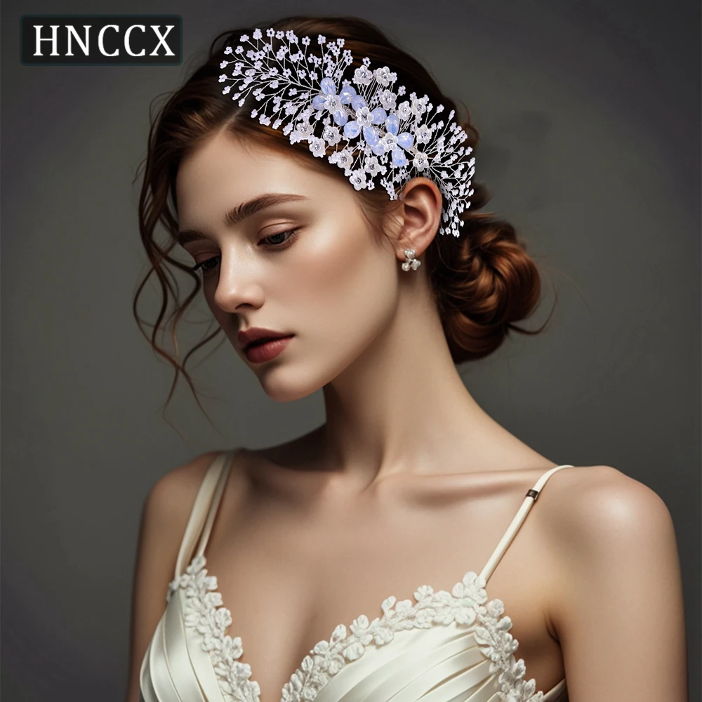 HNCCX Handmade Beaded Wedding Hair Comb White Color Shell Flower Bride Headband Protein Rhinestone Women Hair Accessories CP279