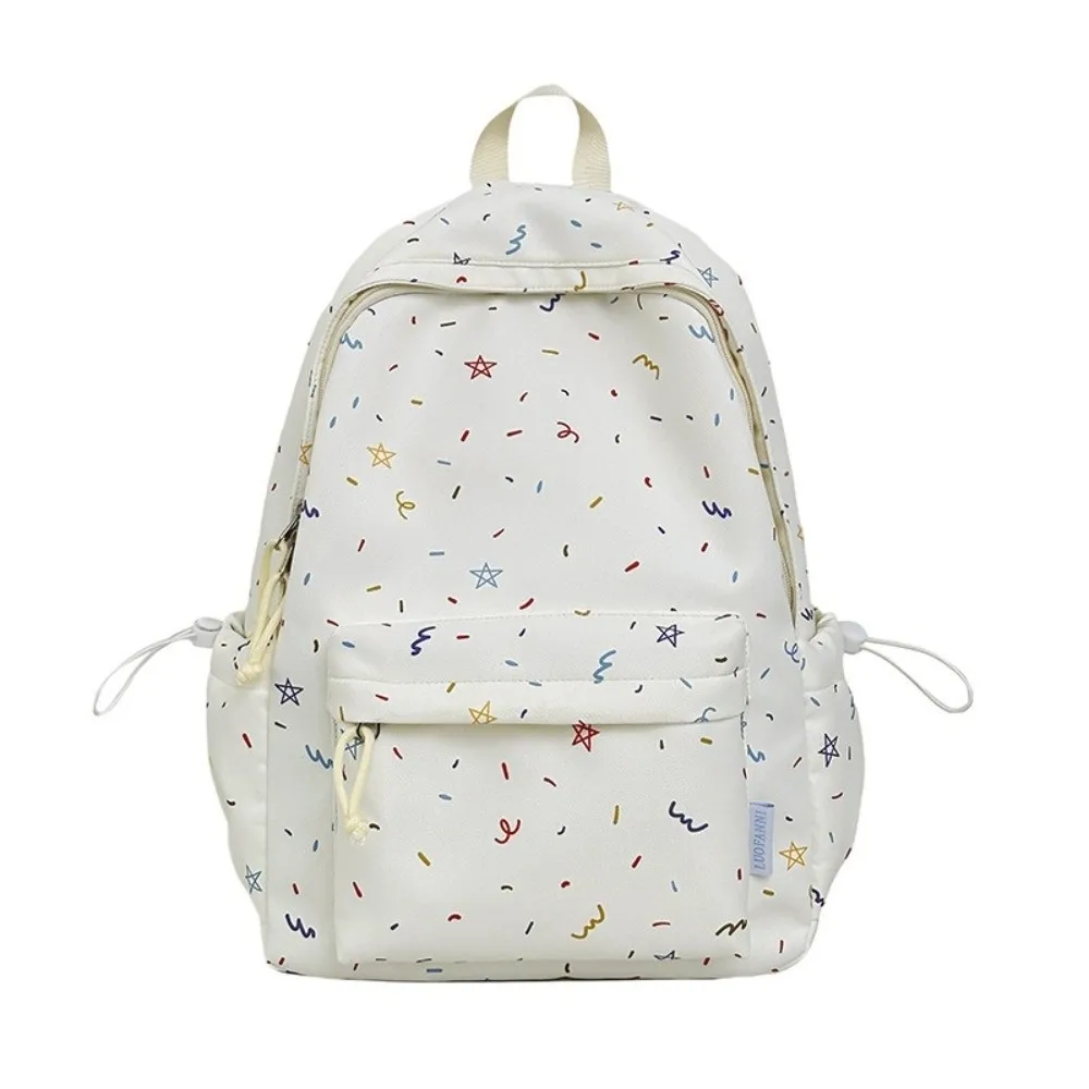 Cute Star Print Travel Backpack Nylon Multi-pocket Student Schoolbag Portable Large Capacity Laptop Daypack
