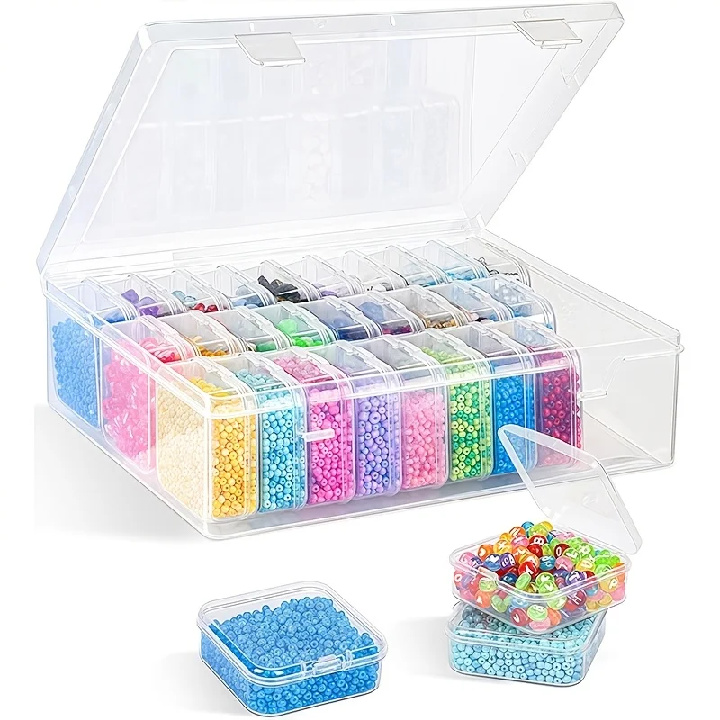 

30 Inner Boxes + 1 Outer Box Diamond Painting Storage Box, Large Diamond Drill Storage Box, Transparent Plastic Organizer Box