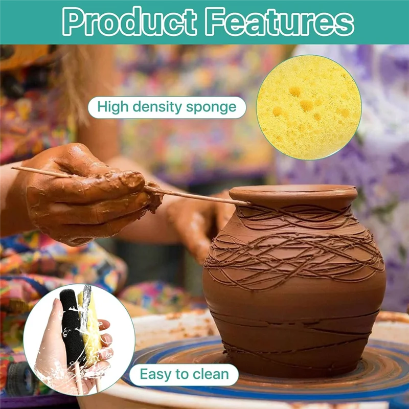 -A89Z 12 قطعة إسفنجة للطين، أدوات تشذيب الفخار عصا الرمي والتركيب والنحت لتشكيل الفنان