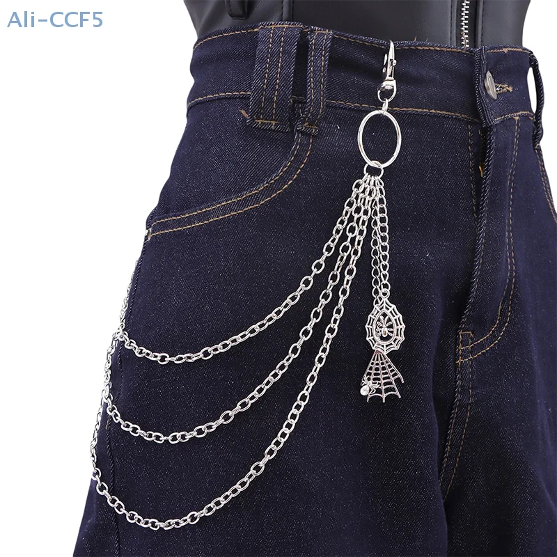 موضة تنوعا الشرير السراويل المعدنية سلسلة الهيب هوب العنكبوت ويب قلادة الجينز سلسلة متعدد الطبقات السراويل الديكور الخصر سلاسل الهدايا