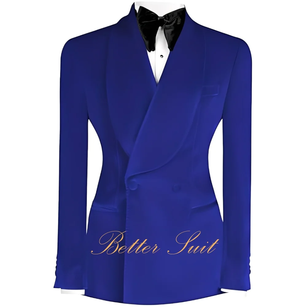 سترة مخملية للرجال بياقة شال سترة مزدوجة الصدر للرجال بزرين سترات بدلة سهرة لحفلات الزفاف والحفلات الراقصة