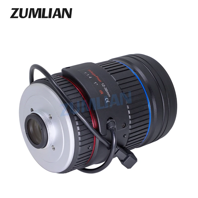 ZUMLIAN 12-36mm Zoom Lens IR 8MP 1 Inch Sensor Size High Resolution C-Mount CCTV Auto Iris F1.4 Varifocal Surveillance Camera