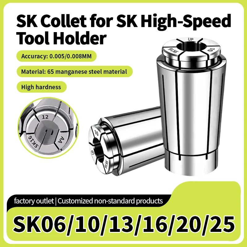 SK6 SK10 SK13 SK16 SK20 SK25 High-Speed Collet, High-Precision Accessory for CNC Tool Holder
