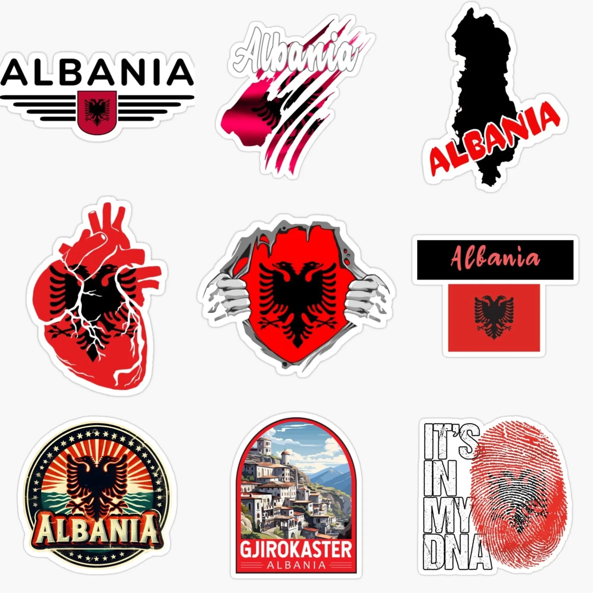 

AL Albania Flag Map National Emblem Eagle Creative Sticker for Decorate Car Van Motorcycle Wall Window Fridge Decal Accessories